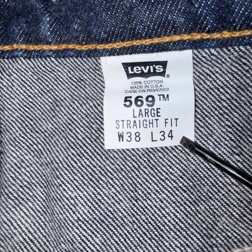 Vtg Levi's 569 Loose Straight Jeans Mens 38x34 Dark Indigo Deadstock 1998 USA